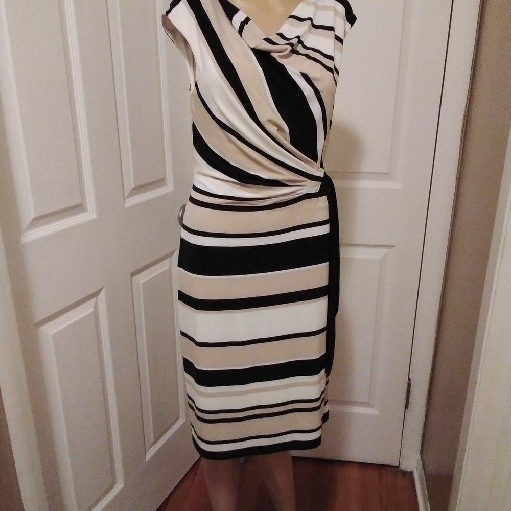 Ralph Lauren Black and Cream Asymmetrical Dress